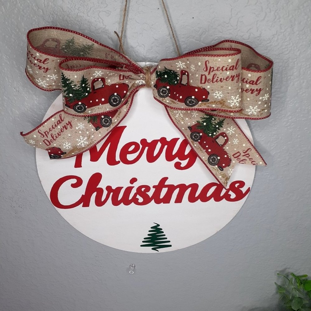 Merry christmas round sign